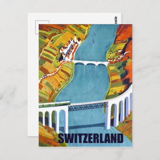 Panorama Schweiz, Seebrücken, Vintag Postkarte (Vorne/Hinten)