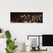 Panorama Sepia Brown New York City Night Arwork Poster (Heimbüro)