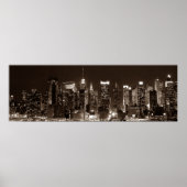 Panorama Sepia Brown New York City Night Arwork Poster (Vorne)