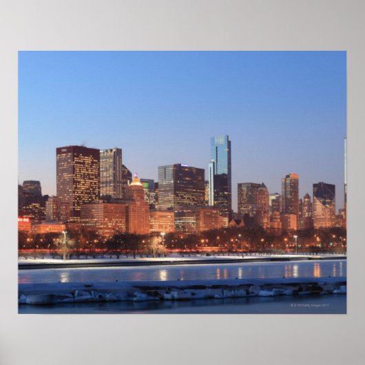 Panorama von Chicago, Illinois über den See Poster (Vorne)