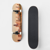 Panorama von Chicago-Skylinen am Sonnenaufgang Skateboard (Vorderseite)