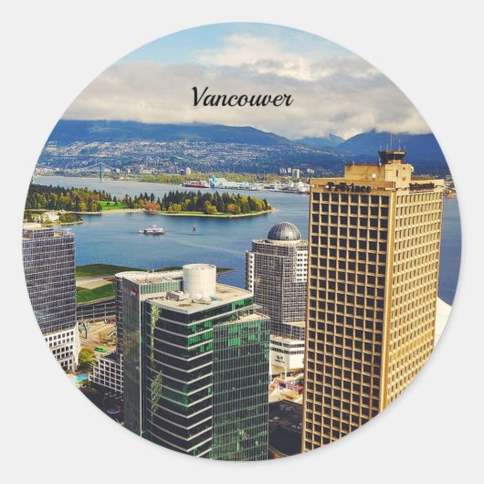 Panorama von Vancouver, BC Runder Aufkleber (Vorderseite)
