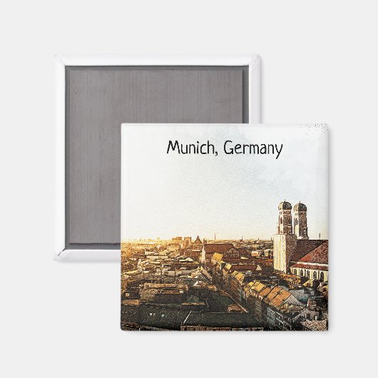 Panoramaansicht München Magnet (Vorderseite/Rückseite)