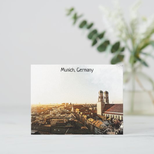 Panoramaansicht München Postkarte (Stehend Vorderseite)