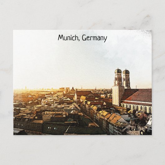 Panoramaansicht München Postkarte (Vorderseite)