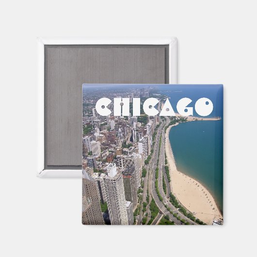 Panoramaaussicht auf Chicago Magnet (Vorderseite/Rückseite)