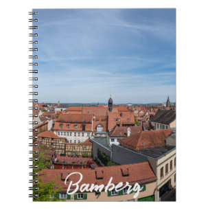 Panoramaaussicht auf die Altstadt von oben in Bamb Notizblock