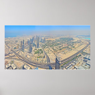 Panoramaaussicht auf Dubai auf dem Burj Khalifa Poster