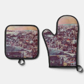 Panoramaaussicht auf Jerusalem Ofenhandschuh & Topflappen-Set (Vorderseite)