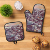 Panoramaaussicht auf Jerusalem Ofenhandschuh & Topflappen-Set (Oben Unten)