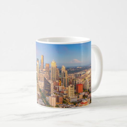 Panoramaaussicht Downtown Seattle Skyline Kaffeetasse (VorderseiteRechts)