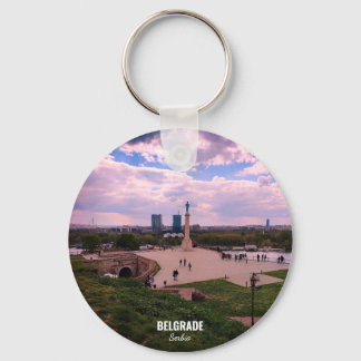 Panoramablick auf Belgrad von Kalemegdan Schlüsselanhänger