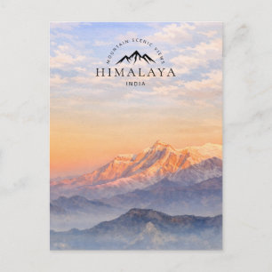 Panoramablick auf den Himalaya Indien   Aquarell Feiertagspostkarte