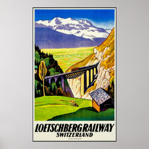 Panoramablick auf der Lötschbergbahn, Schweiz Poster