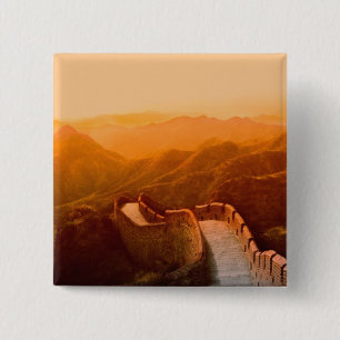 Panoramablick auf die Chinesische Mauer Button