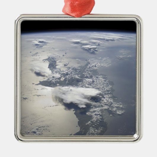 Panoramablick auf die Insel Hispaniola Silbernes Ornament (Vorne)