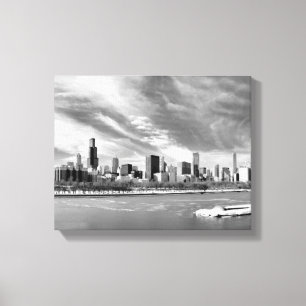 Panoramablick auf die Skyline von Chicago im Winte Leinwanddruck