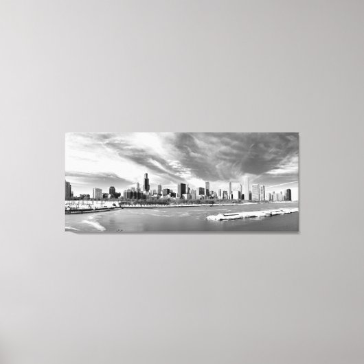 Panoramablick auf die Skyline von Chicago im Winte Leinwanddruck (Vorderseite)