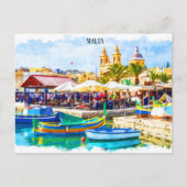 Panoramablick auf Malta Postkarte (Vorderseite)