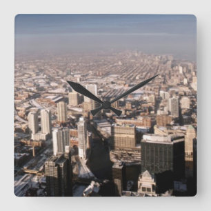 Panoramablick der Stadt Quadratische Wanduhr