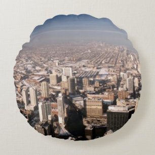 Panoramablick der Stadt Rundes Kissen