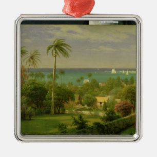Panoramablick des Hafens in Nassau im Bah Silbernes Ornament