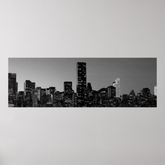 Panoramablick Schwarz-weiß New York City Night Poster (Vorne)