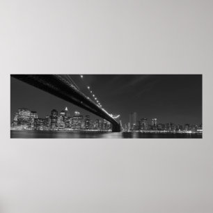 Panoramablick Schwarz-weiß New York City Skyline Poster