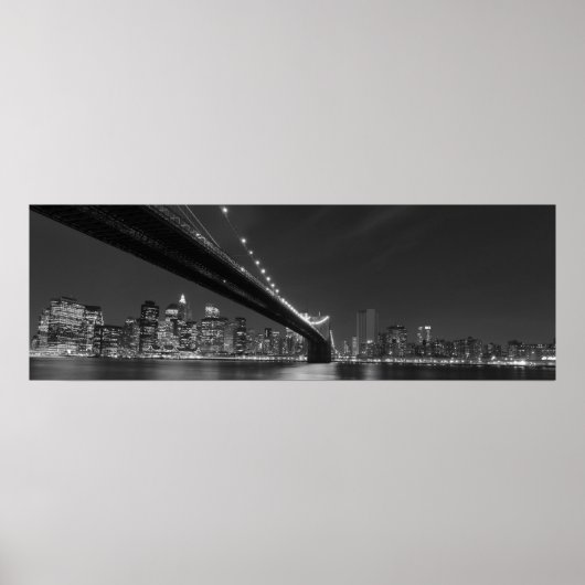 Panoramablick Schwarz-weiß New York City Skyline Poster (Vorne)