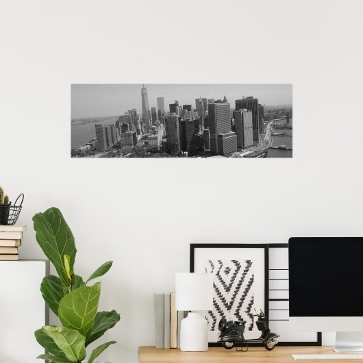 Panoramablick Schwarz-weiß New York Skyline Poster (Heimbüro)