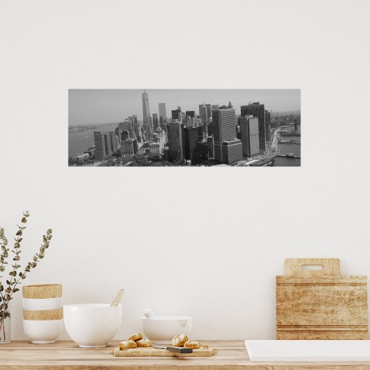 Panoramablick Schwarz-weiß New York Skyline Poster (Küche)