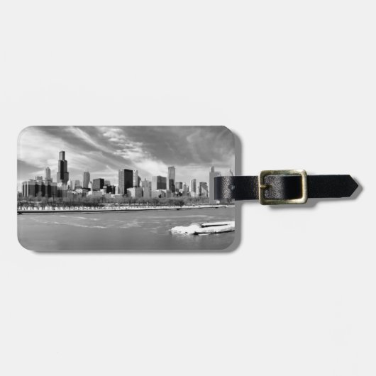 Panoramablick von Chicago-Skylinen im Winter Gepäckanhänger (Vorderseite horizontal)