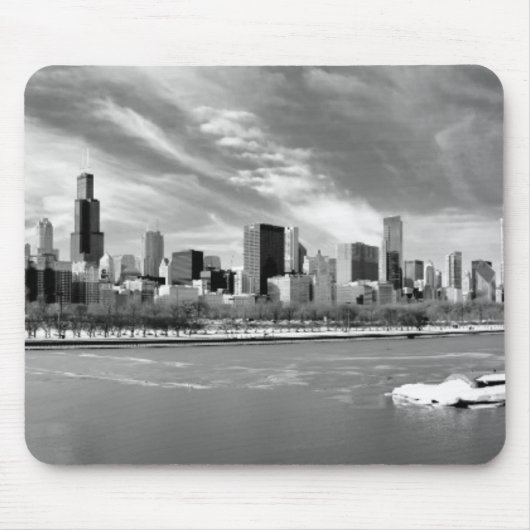 Panoramablick von Chicago-Skylinen im Winter Mousepad (Vorne)