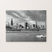 Panoramablick von Chicago-Skylinen im Winter Puzzle (Horizontal)