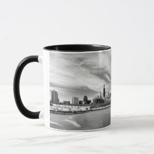 Panoramablick von Chicago-Skylinen im Winter Tasse