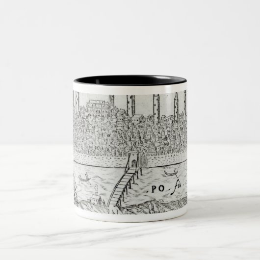 Panoramablick von Ferrara Zweifarbige Tasse (Mittel)