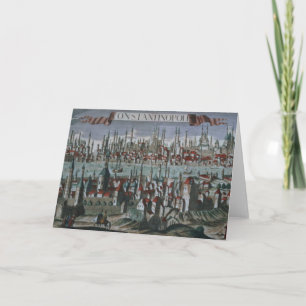 Panoramablick von Konstantinopele, spät 18. centur Feiertagskarte