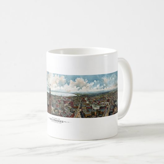 Panoramablick von Milwaukee Wisconsin Kaffeetasse (VorderseiteRechts)