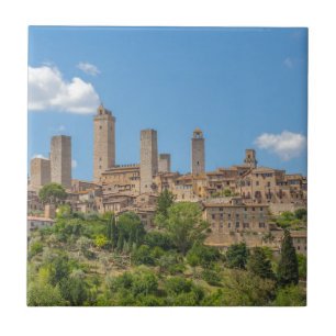 Panoramablick von San Gimignano Toskana Italien Fliese