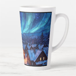 Panoramabuntglas-Dorf im Winter Milchtasse