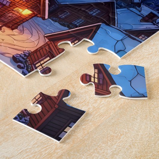 Panoramabuntglas Winterdorf Puzzle (Seite)
