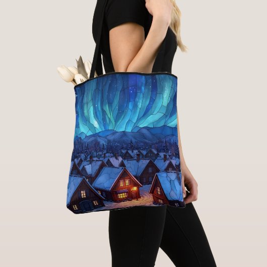 Panoramabuntglas Winterdorf Tasche (Von Nahem)