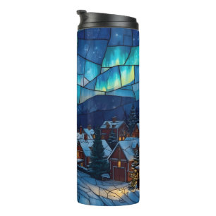 Panoramabuntglas Winterdorf Thermosbecher