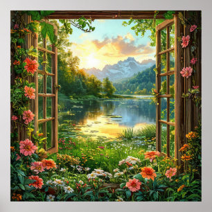 Panoramafenster-Druck - Ruhige Naturlandschaft Poster