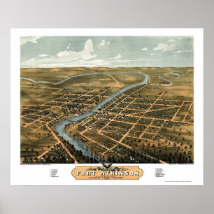 Panoramakararte von Fort Atkinson, WI - 1870 Poster