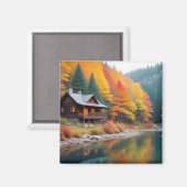 Panoramalandschaft Berge Bergsee Ruhe Magnet (Vorderseite/Rückseite)