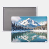 Panoramalandschaft Berge Bergsee Ruhe Magnet (Vorderseite/Rückseite)