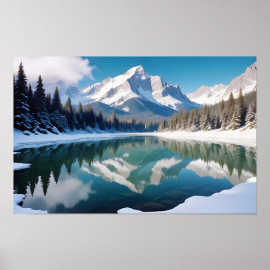 Panoramalandschaft Berge Bergsee Ruhe Poster (Vorne)