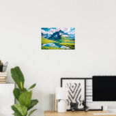 Panoramalandschaft Berge Bergsee Ruhe Poster (Heimbüro)