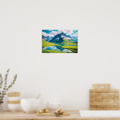 Panoramalandschaft Berge Bergsee Ruhe Poster (Küche)